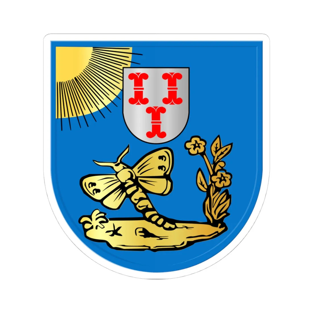 Coat of arms of Barneveld (Netherlands) (Coat of Arms) STICKER Vinyl Kiss-Cut Decal 4 Inch White - The Sticker Space