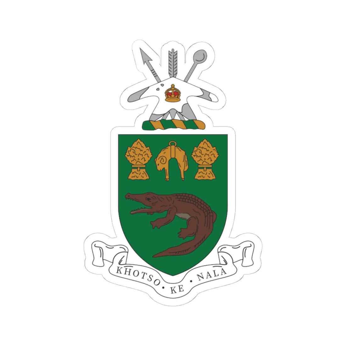 Coat of arms of Basutoland 1951-1966 (Lesotho) (Coat of Arms) STICKER Vinyl Kiss-Cut Decal 4 Inch White - The Sticker Space