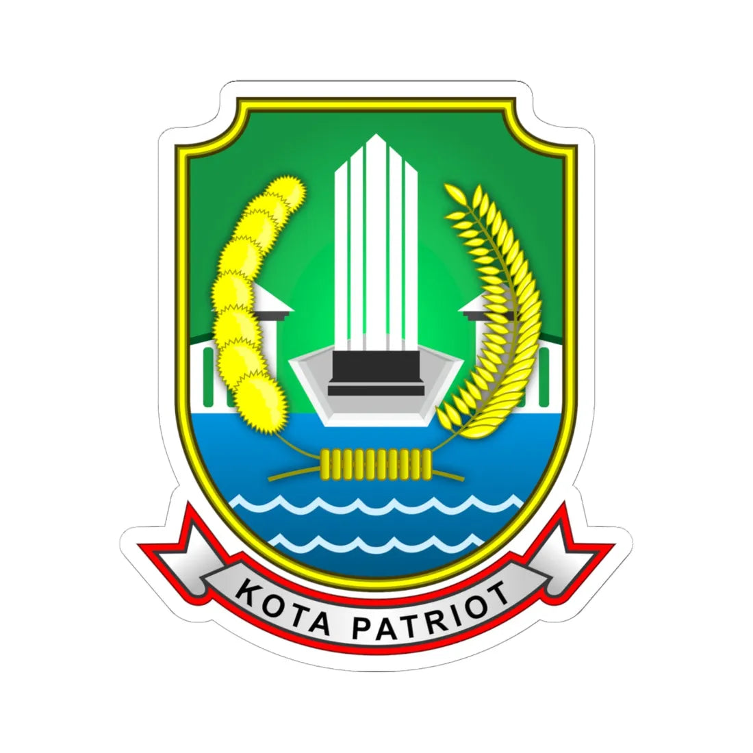 Coat of arms of Bekasi (Indonesia) (Coat of Arms) STICKER Vinyl Kiss-Cut Decal 6 Inch White - The Sticker Space