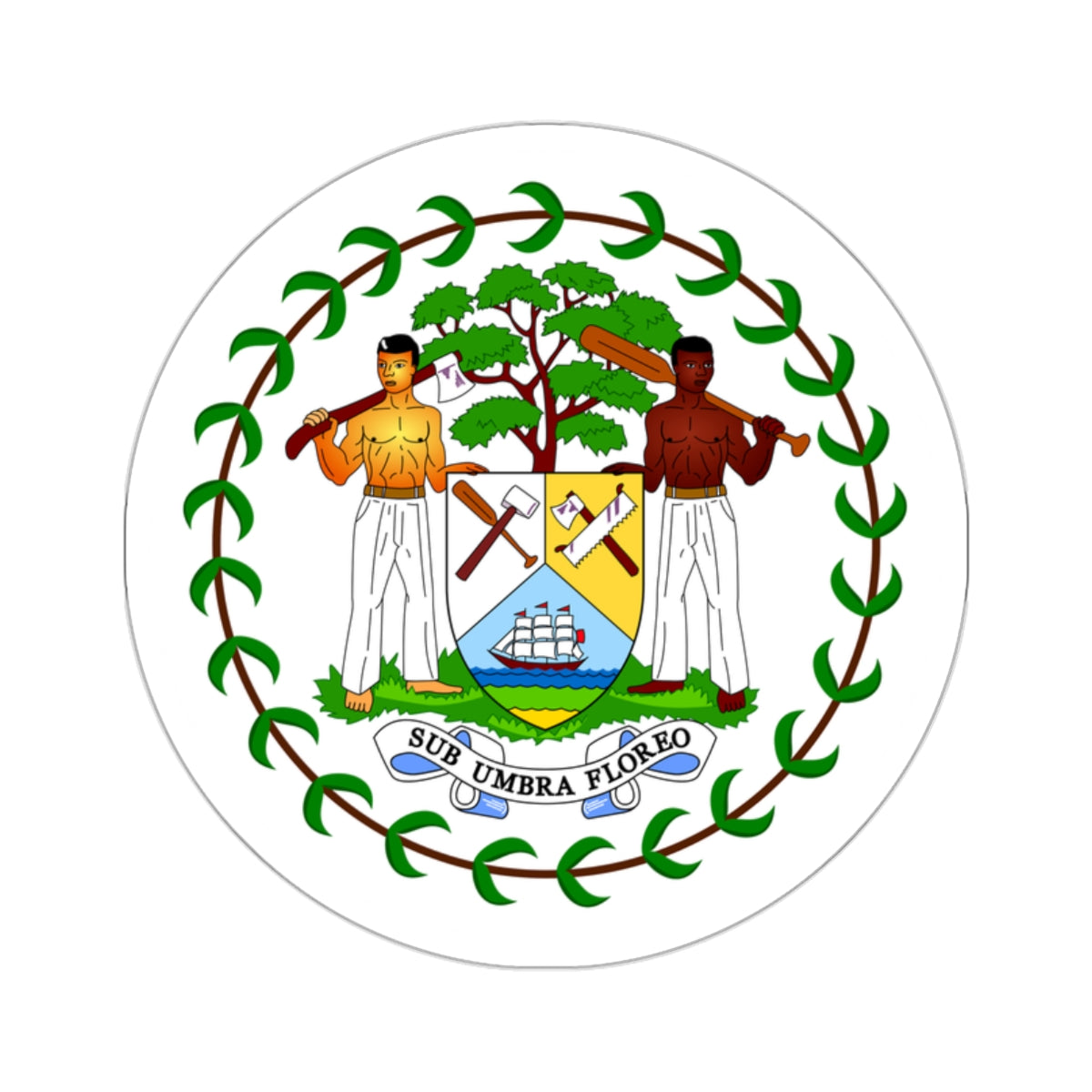 Coat of arms of Belize (1981-2019) STICKER Vinyl Die-Cut Decal-White-The Sticker Space