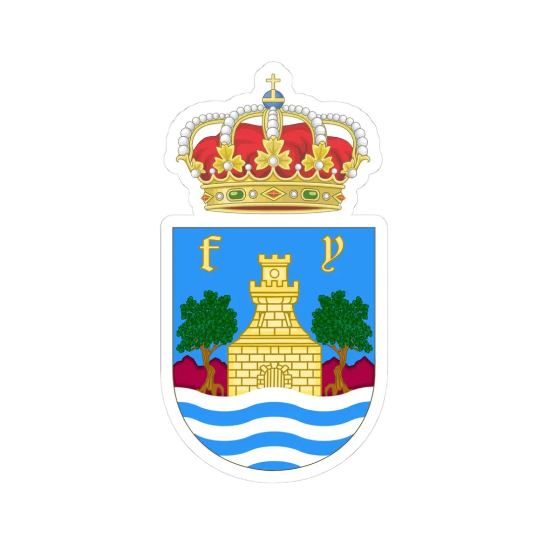 Coat of Arms of Benalmádena (Spain) (Coat of Arms) STICKER Vinyl Kiss-Cut Decal 3 Inch White - The Sticker Space