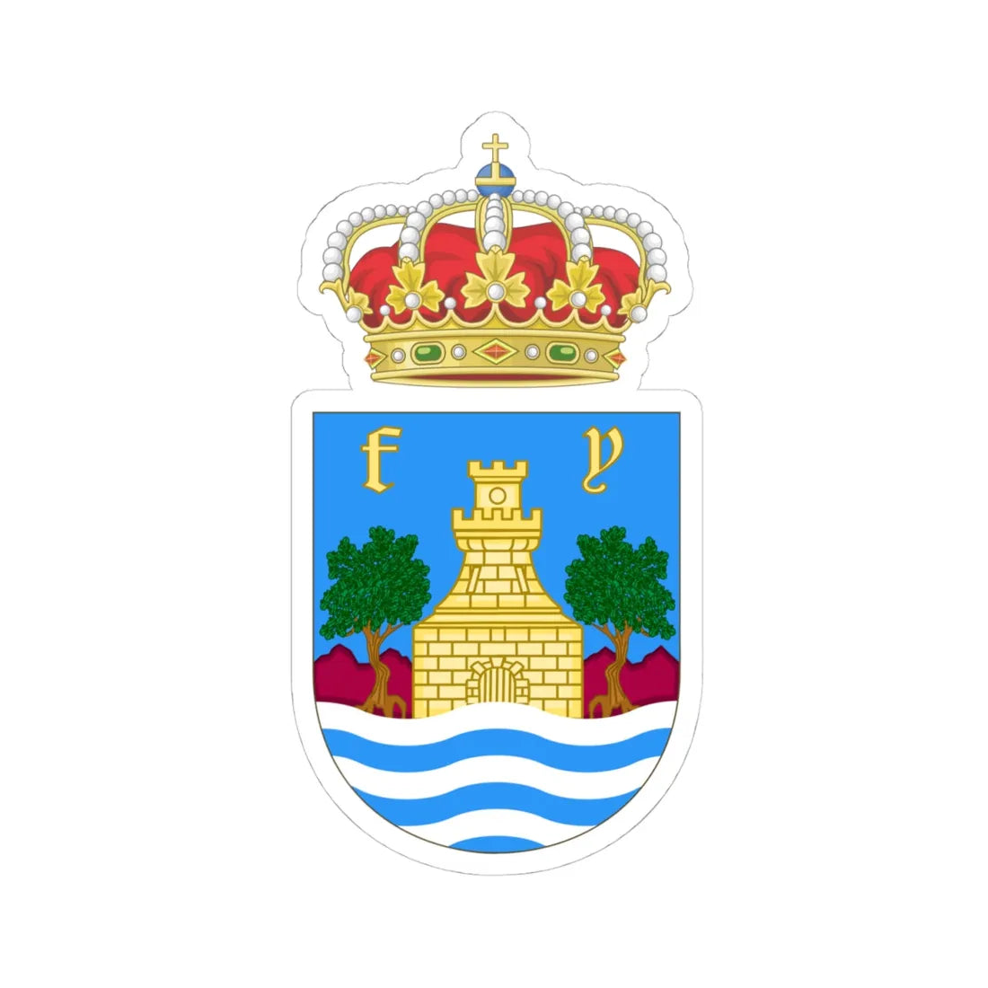 Coat of Arms of Benalmádena (Spain) (Coat of Arms) STICKER Vinyl Kiss-Cut Decal 4 Inch White - The Sticker Space