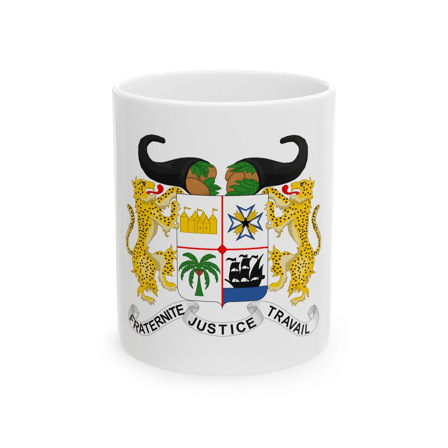 Coat of arms of Benin - White Coffee Mug-11oz-The Sticker Space