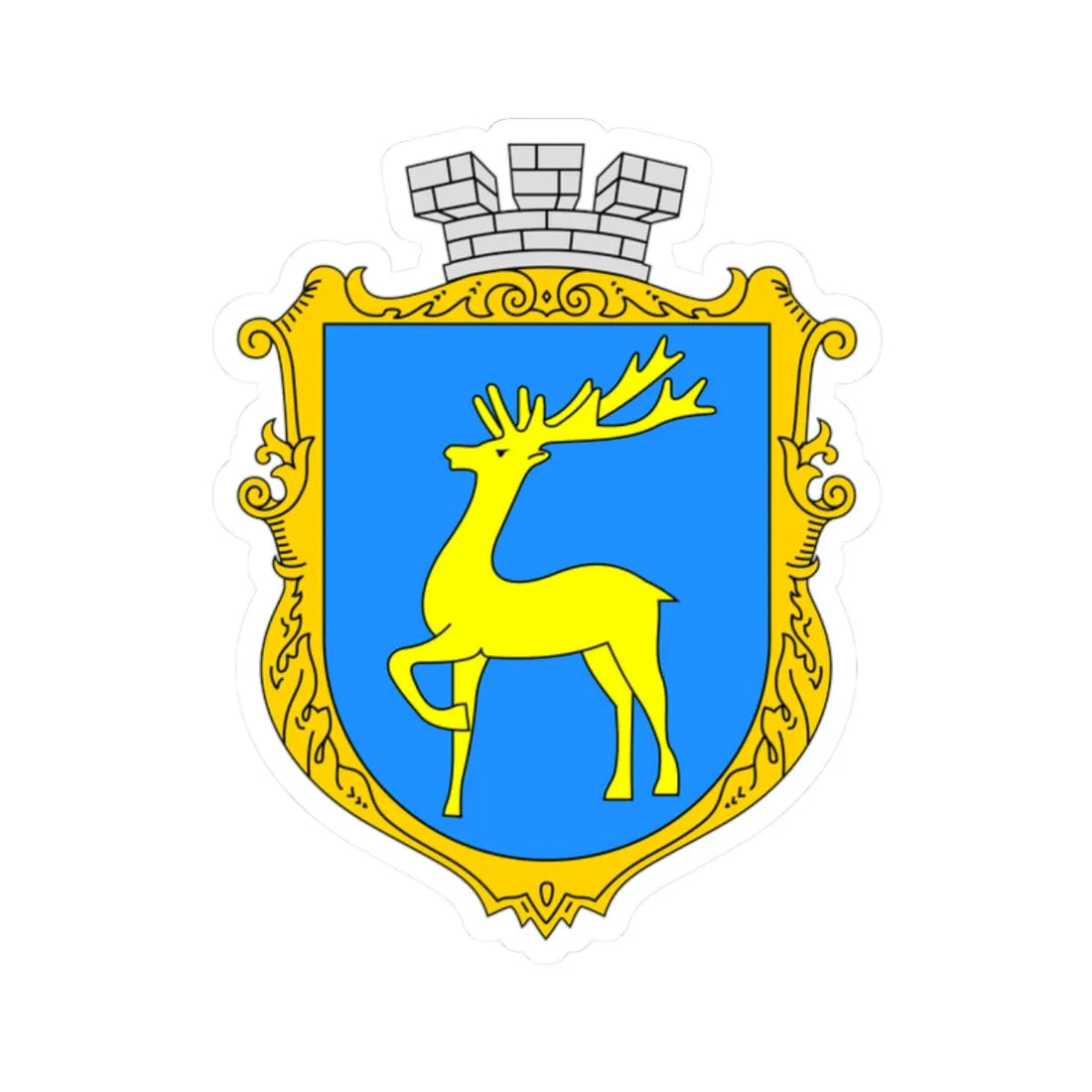 Coat of Arms of Berezhany (Ukraine) (Coat of Arms) STICKER Vinyl Kiss-Cut Decal 2 Inch White - The Sticker Space