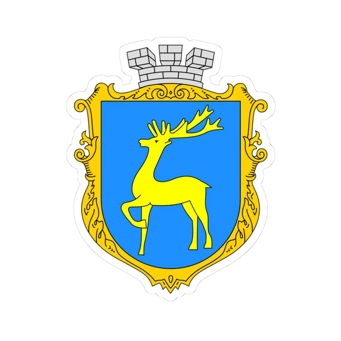 Coat of Arms of Berezhany (Ukraine) (Coat of Arms) STICKER Vinyl Kiss-Cut Decal 3 Inch White - The Sticker Space