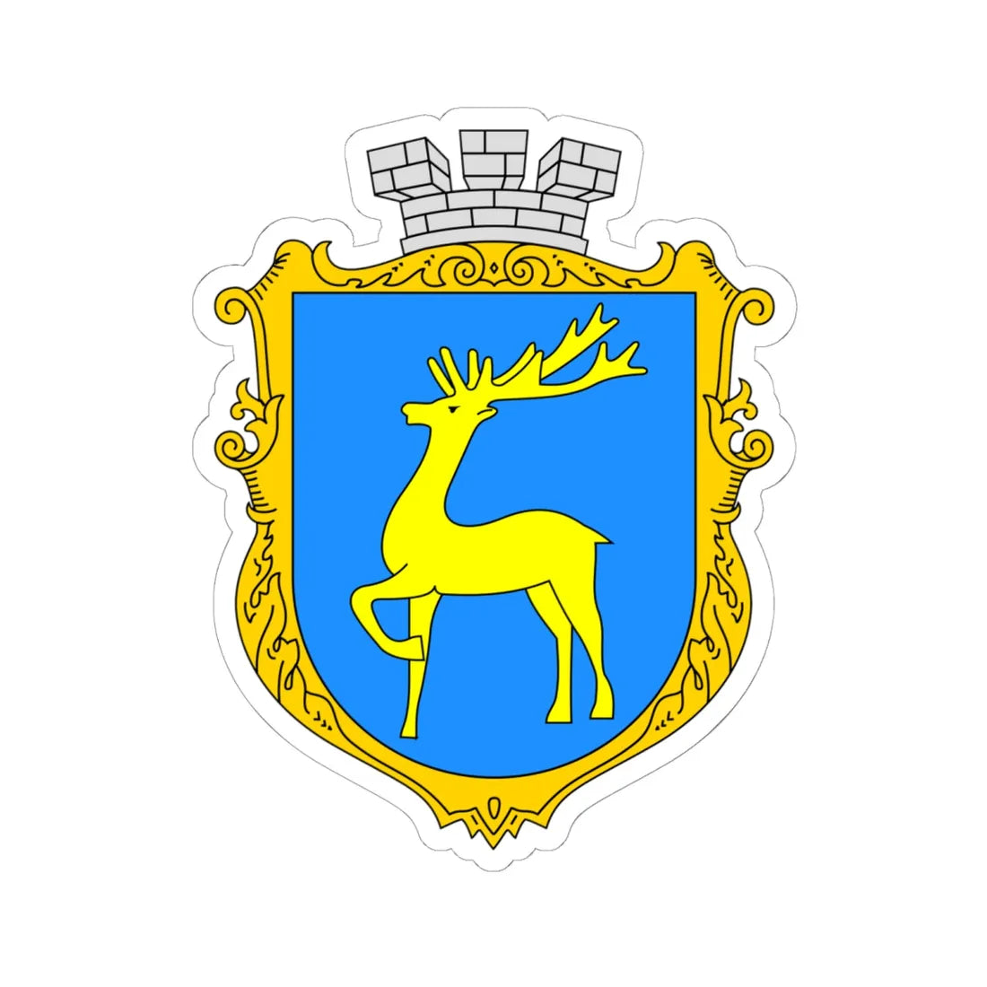 Coat of Arms of Berezhany (Ukraine) (Coat of Arms) STICKER Vinyl Kiss-Cut Decal 6 Inch White - The Sticker Space