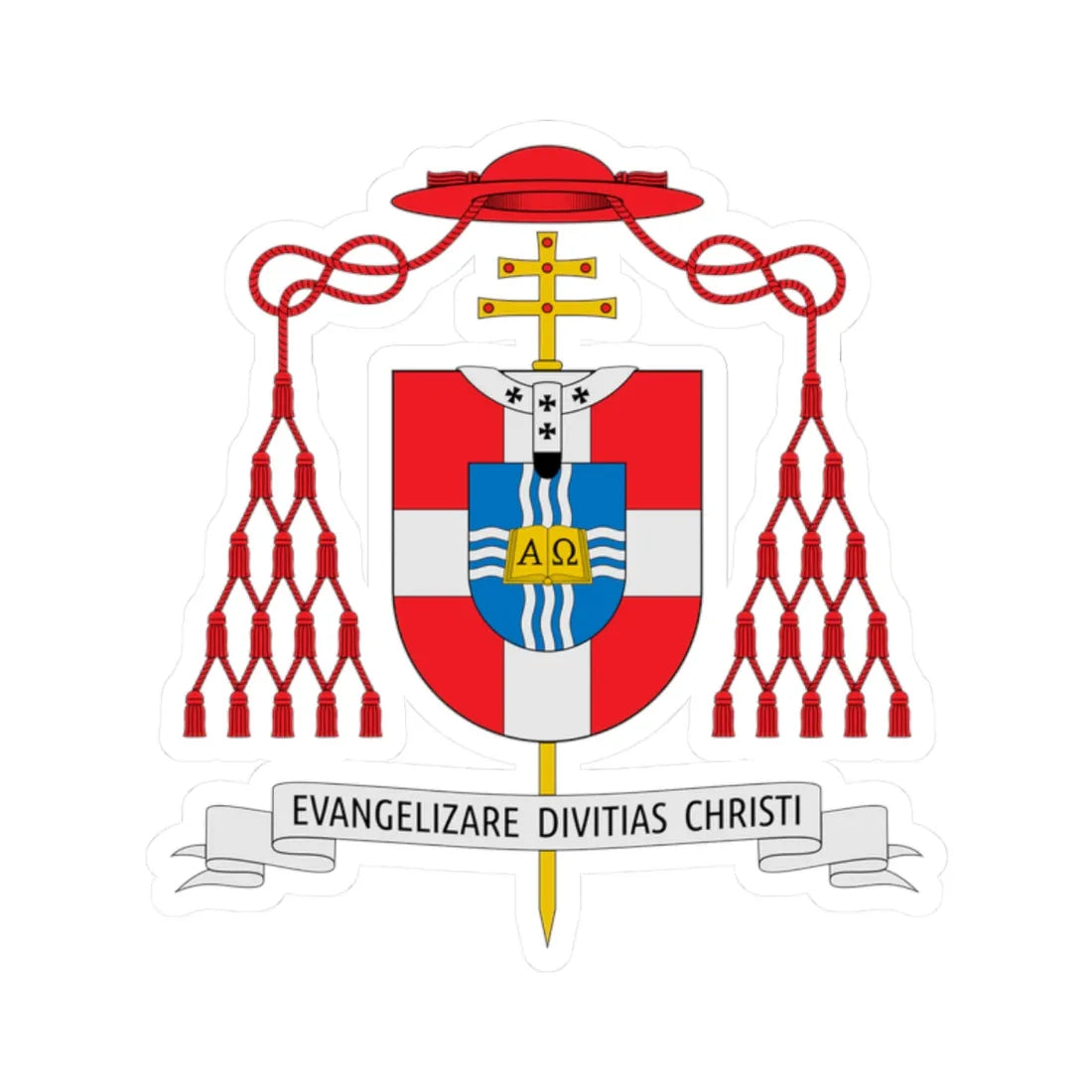 Coat of arms of Bernardus Johannes Alfrink (Netherlands) (Coat of Arms) STICKER Vinyl Kiss-Cut Decal 2 Inch White - The Sticker Space