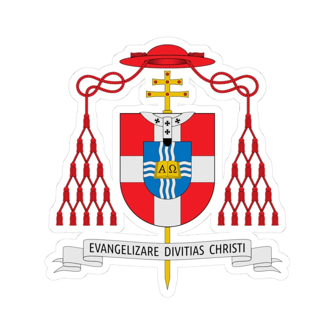 Coat of arms of Bernardus Johannes Alfrink (Netherlands) (Coat of Arms) STICKER Vinyl Kiss-Cut Decal 3 Inch White - The Sticker Space