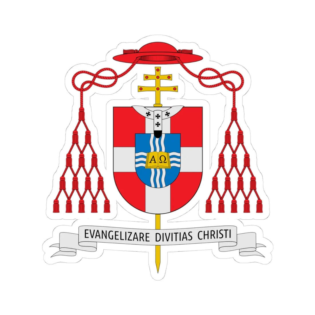 Coat of arms of Bernardus Johannes Alfrink (Netherlands) (Coat of Arms) STICKER Vinyl Kiss-Cut Decal 4 Inch White - The Sticker Space