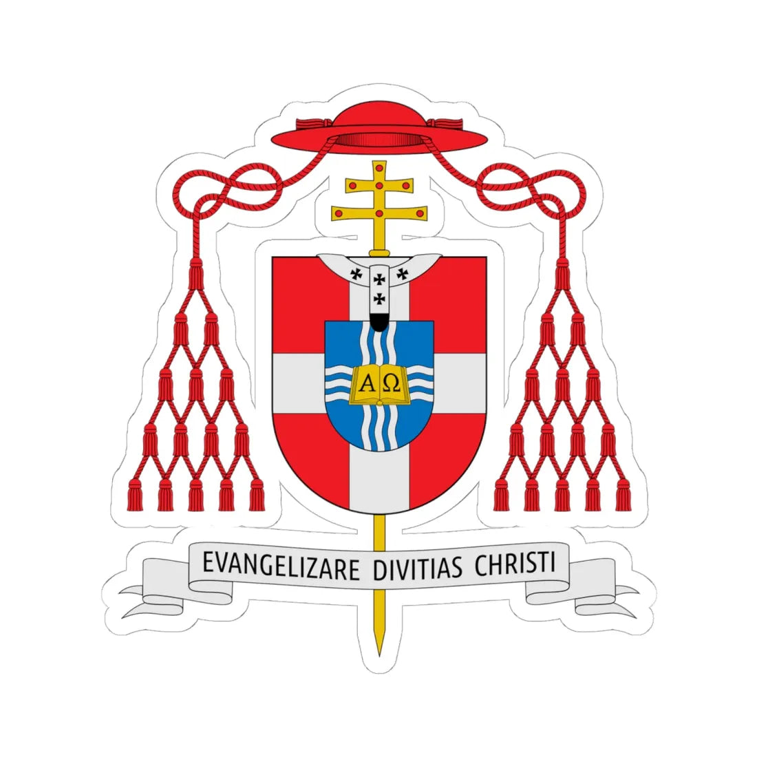 Coat of arms of Bernardus Johannes Alfrink (Netherlands) (Coat of Arms) STICKER Vinyl Kiss-Cut Decal 6 Inch White - The Sticker Space