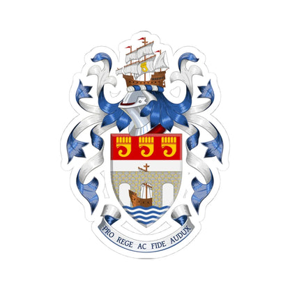 Coat of arms of Bideford Town Council (England) (Coat of Arms) STICKER Vinyl Kiss-Cut Decal 4 Inch White - The Sticker Space