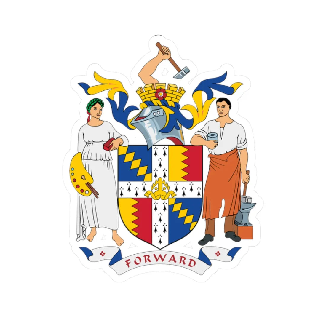 Coat of arms of Birmingham (England) (Coat of Arms) STICKER Vinyl Kiss-Cut Decal 2 Inch White - The Sticker Space