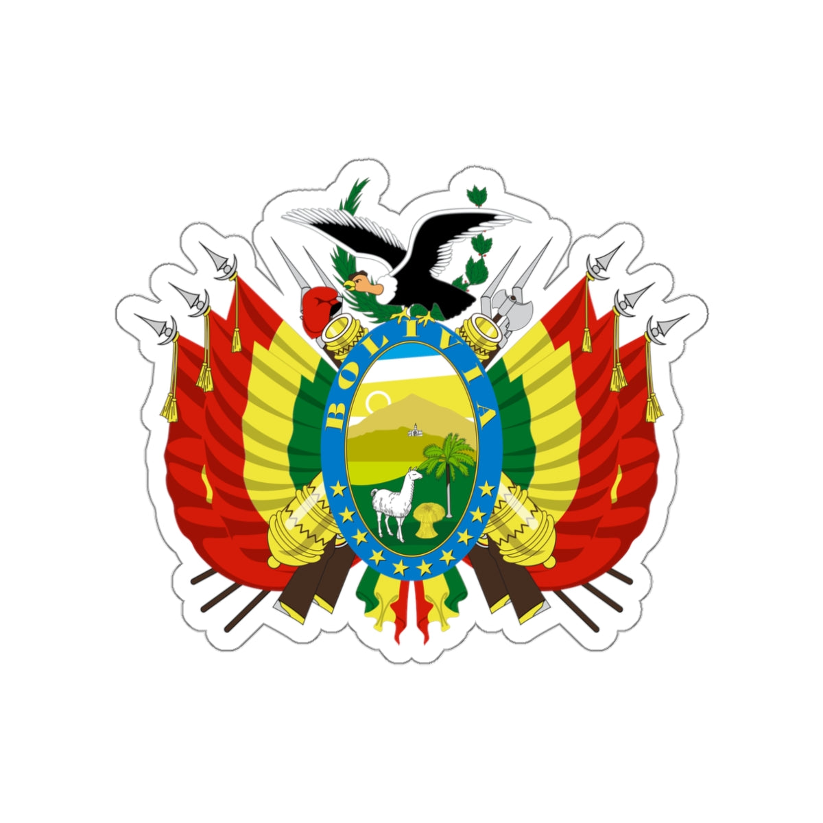 Coat of arms of Bolivia STICKER Vinyl Die-Cut Decal-White-The Sticker Space