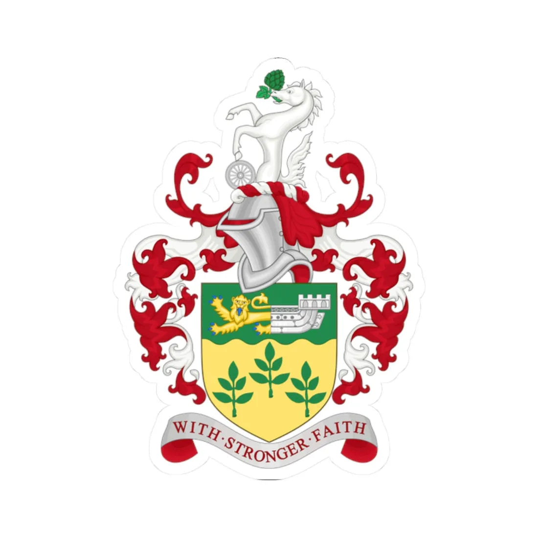 Coat of Arms of Borough of Ashford (England) (Coat of Arms) STICKER Vinyl Kiss-Cut Decal 2 Inch White - The Sticker Space