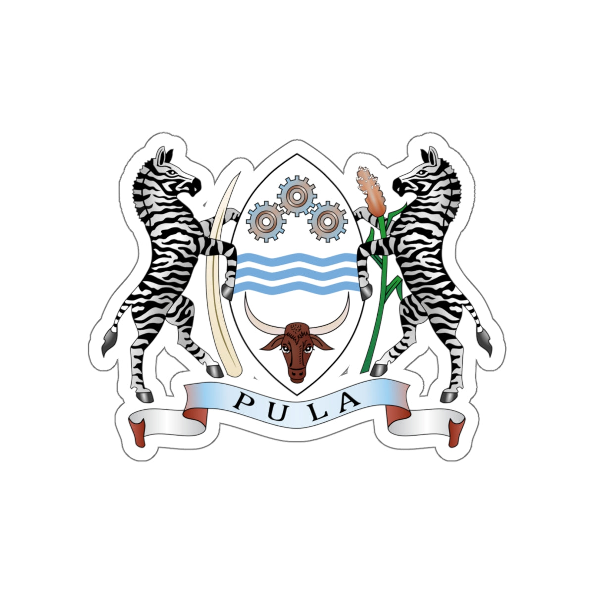 Coat of arms of Botswana STICKER Vinyl Die-Cut Decal-White-The Sticker Space