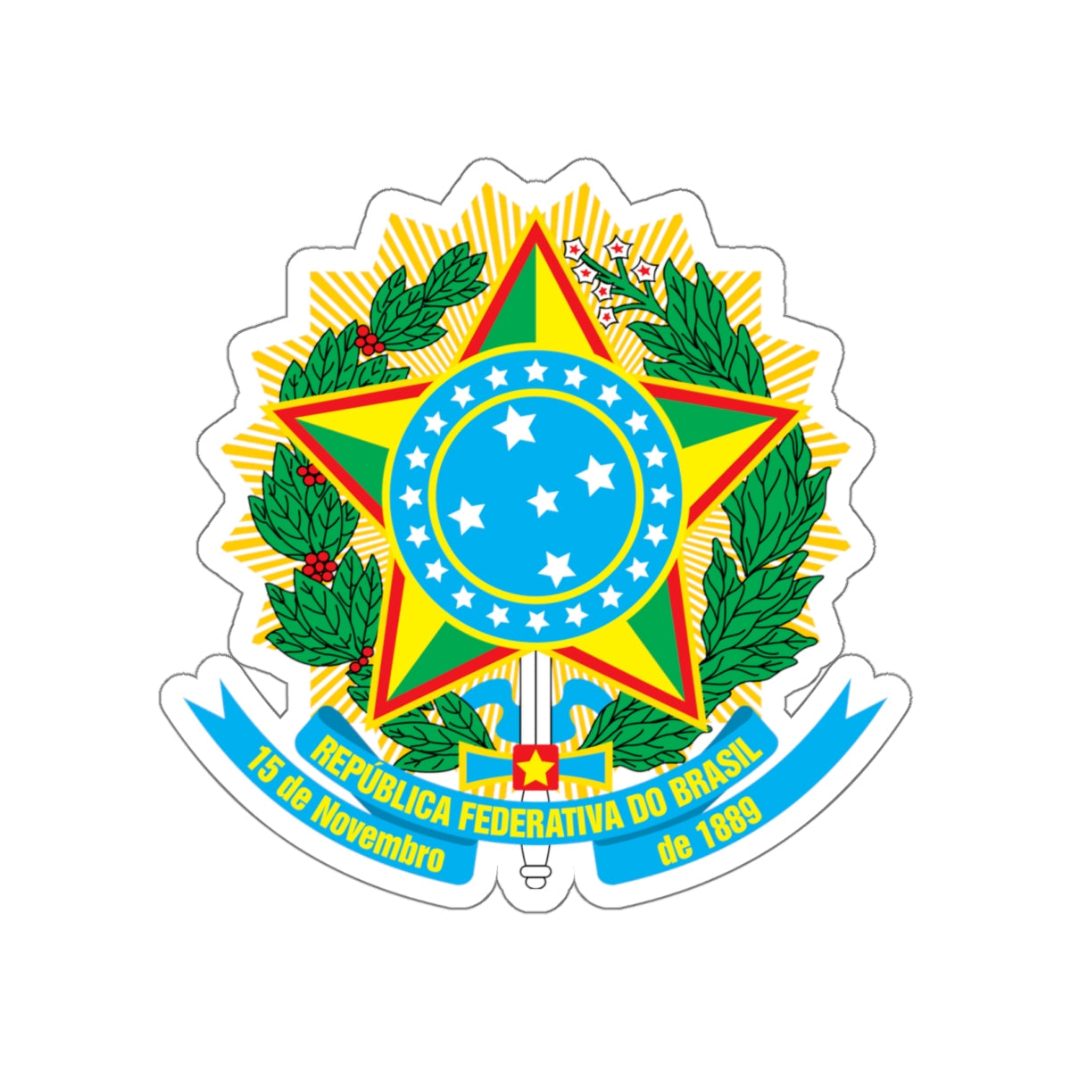 Coat of arms of Brazil (1968–1971) STICKER Vinyl Die-Cut Decal-White-The Sticker Space