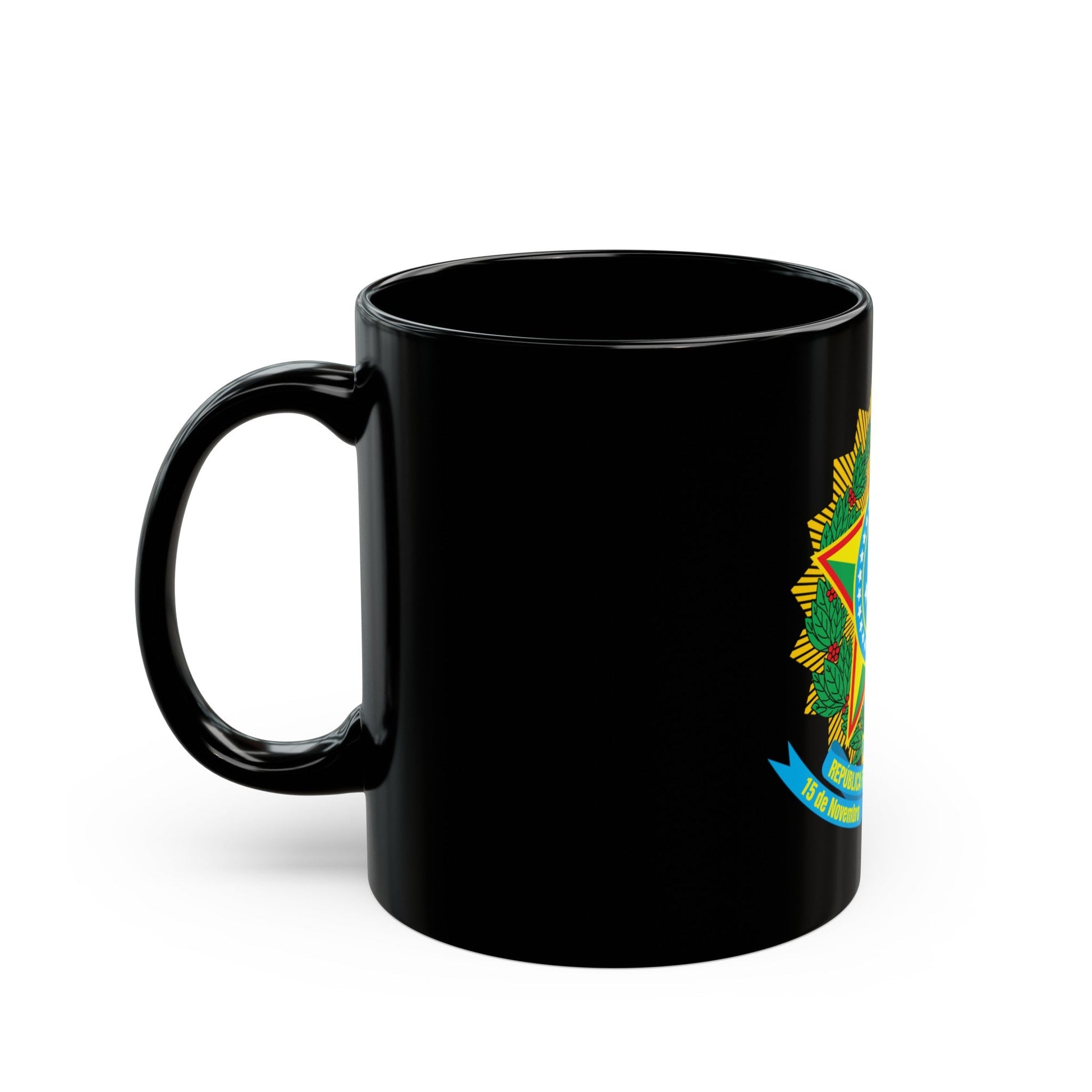 Coat of arms of Brazil - Black Coffee Mug-The Sticker Space