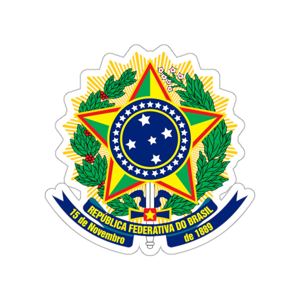 Coat of arms of Brazil (dark blue) STICKER Vinyl Die-Cut Decal-White-The Sticker Space