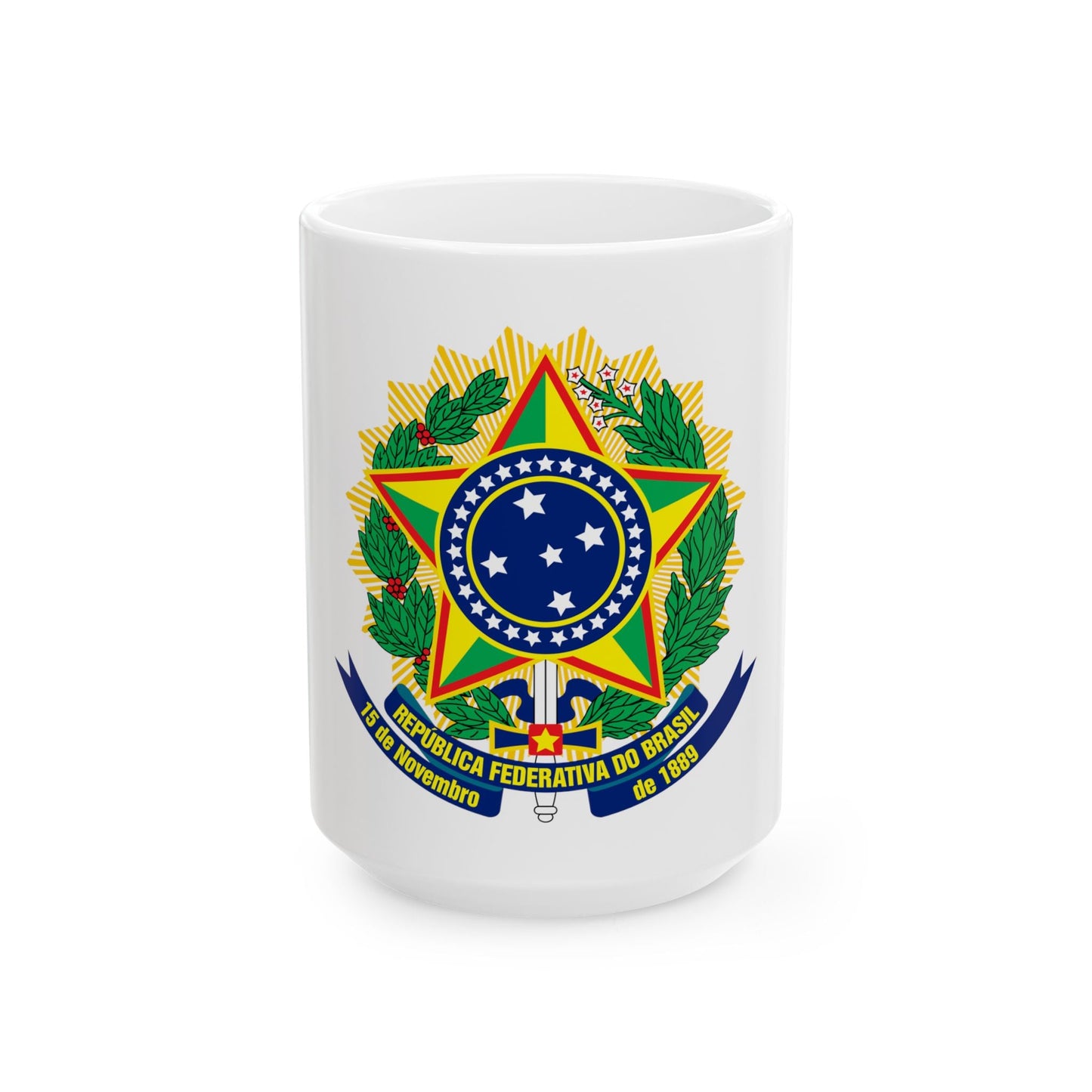 Coat of arms of Brazil (dark blue) - White Coffee Mug