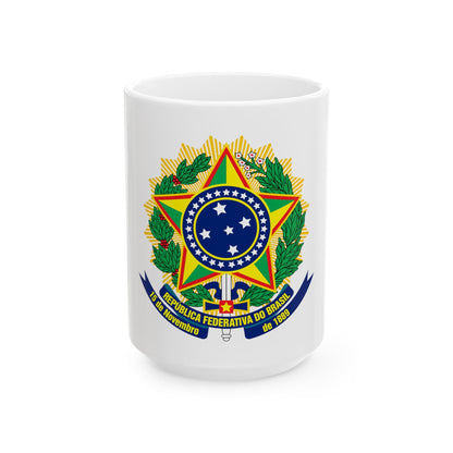 Coat of arms of Brazil (dark blue) - White Coffee Mug