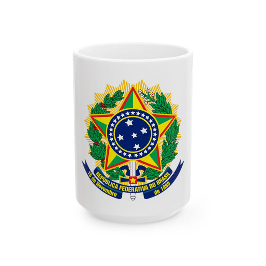 Coat of arms of Brazil (dark blue) - White Coffee Mug