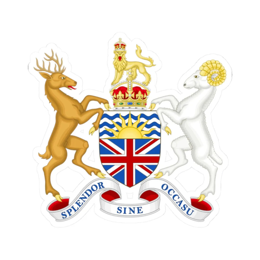 Coat of arms of British Columbia 1895 (Canada) (Coat of Arms) STICKER Vinyl Kiss-Cut Decal 2 Inch White - The Sticker Space