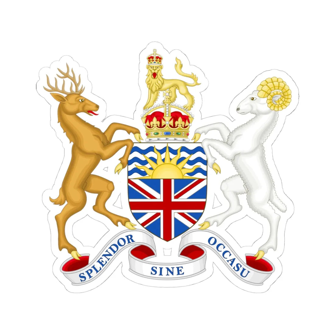 Coat of arms of British Columbia 1895 (Canada) (Coat of Arms) STICKER Vinyl Kiss-Cut Decal 4 Inch White - The Sticker Space