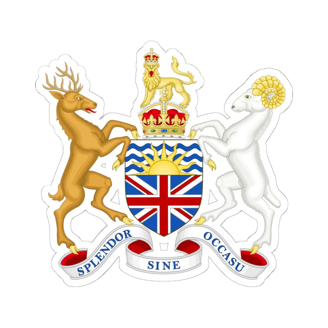 Coat of arms of British Columbia 1895 (Canada) (Coat of Arms) STICKER Vinyl Kiss-Cut Decal 6 Inch White - The Sticker Space