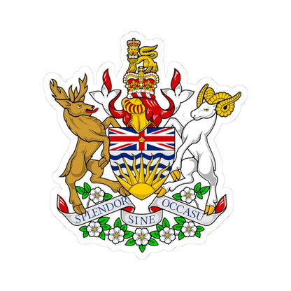 Coat of arms of British Columbia (Canada) (Coat of Arms) STICKER Vinyl Kiss-Cut Decal 3 Inch White - The Sticker Space