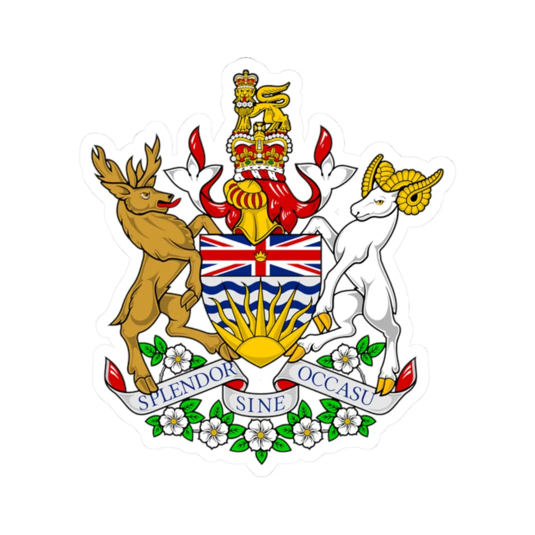 Coat of arms of British Columbia (Canada) (Coat of Arms) STICKER Vinyl Kiss-Cut Decal - The Sticker Space