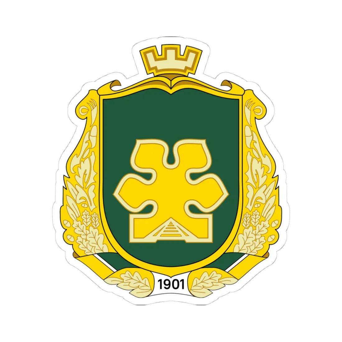 Coat of arms of Bucha (Ukraine) (Coat of Arms) STICKER Vinyl Kiss-Cut Decal 4 Inch White - The Sticker Space