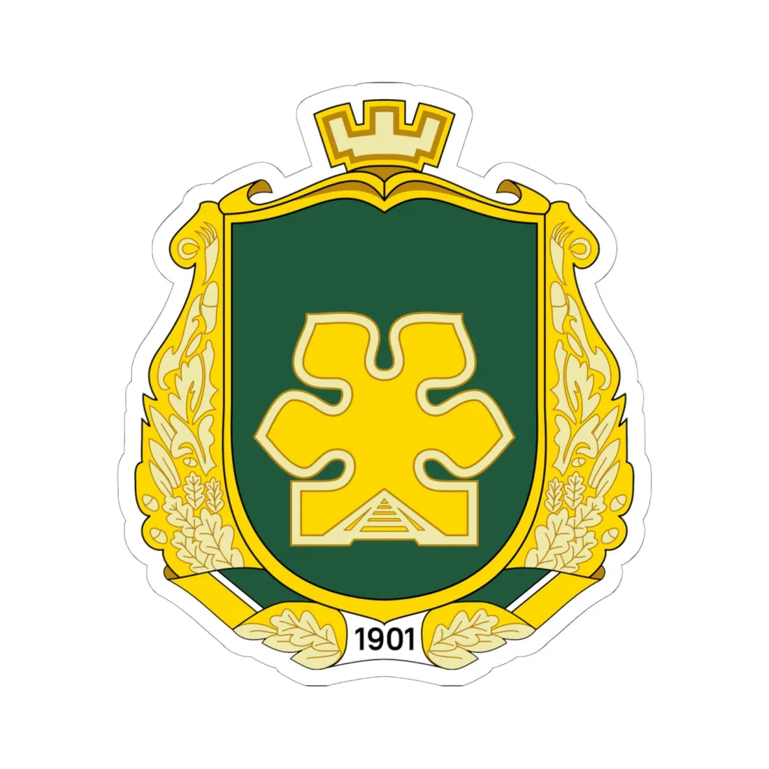 Coat of arms of Bucha (Ukraine) (Coat of Arms) STICKER Vinyl Kiss-Cut Decal 6 Inch White - The Sticker Space