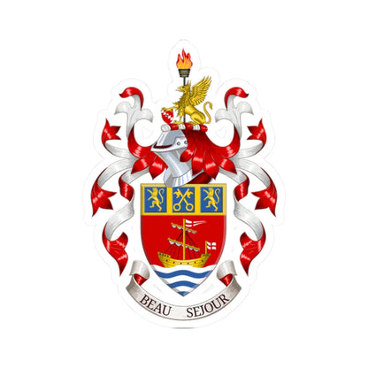 Coat of arms of Budleigh Salterton Town Council (England) (Coat of Arms) STICKER Vinyl Kiss-Cut Decal 2 Inch White - The Sticker Space