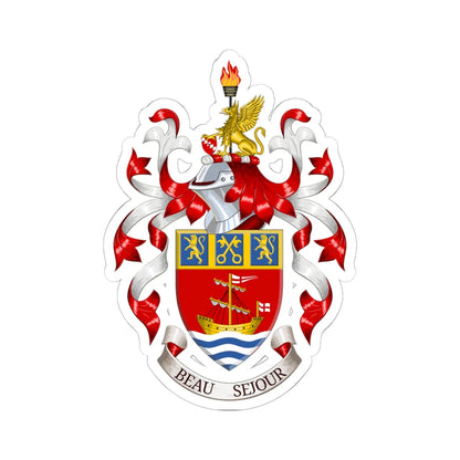Coat of arms of Budleigh Salterton Town Council (England) (Coat of Arms) STICKER Vinyl Kiss-Cut Decal 6 Inch White - The Sticker Space