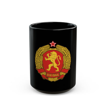 Coat of arms of Bulgaria (1948) - Black Coffee Mug-15oz-The Sticker Space