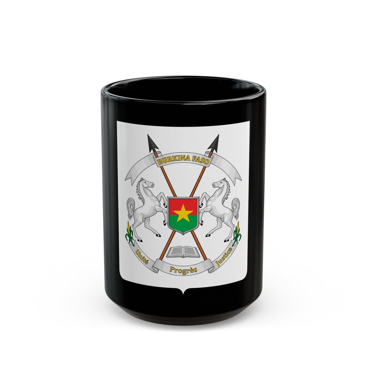 Coat of arms of Burkina Faso - Black Coffee Mug-15oz-The Sticker Space