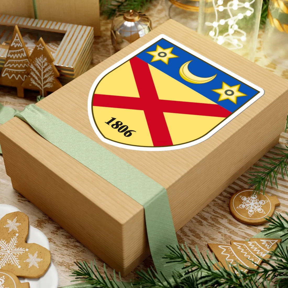 Coat of arms of Burrillville Rhode Island (United States) (Coat of Arms) STICKER Vinyl Kiss-Cut Decal - The Sticker Space