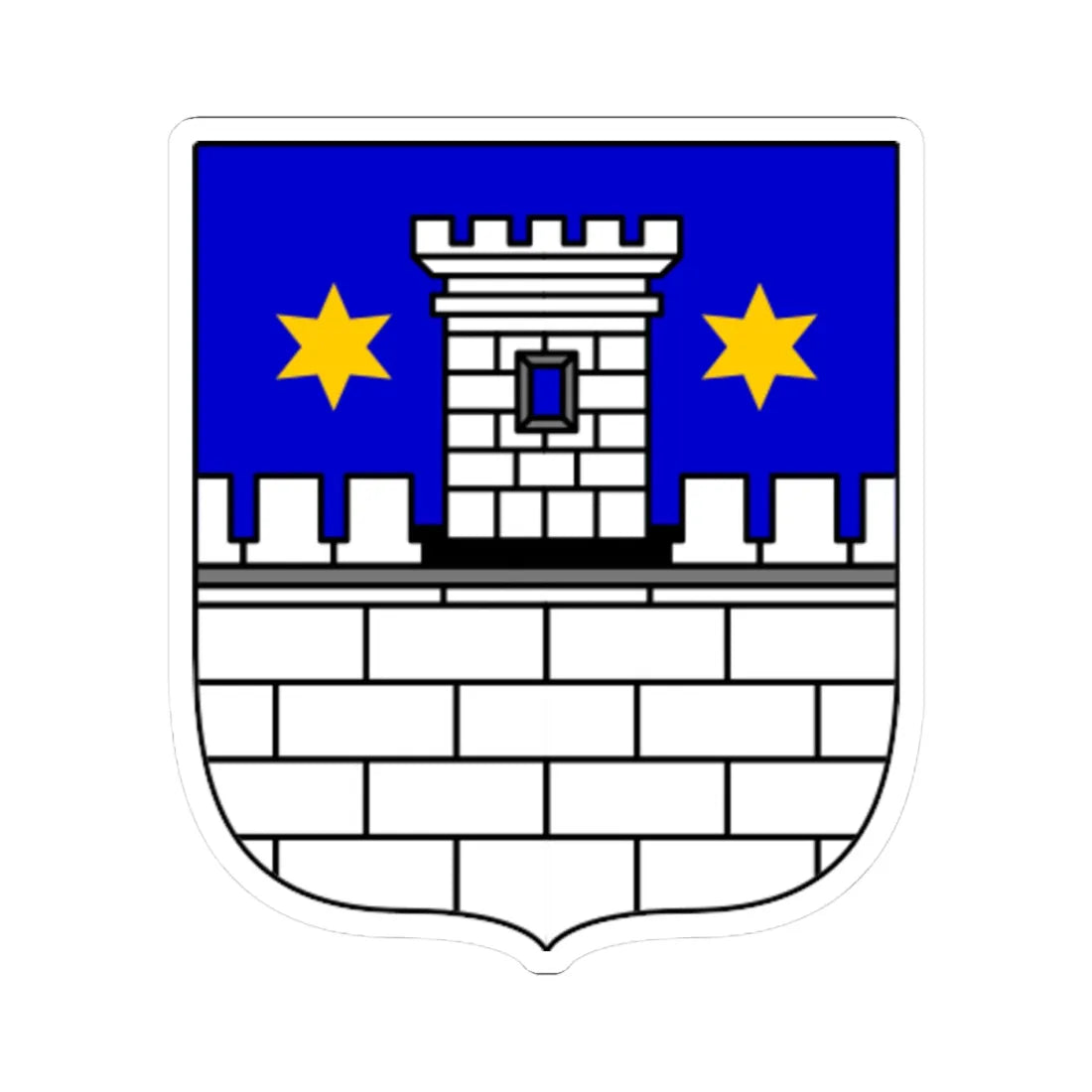 Coat of arms of Cakovec (Croatia) (Coat of Arms) STICKER Vinyl Kiss-Cut Decal 4 Inch White - The Sticker Space