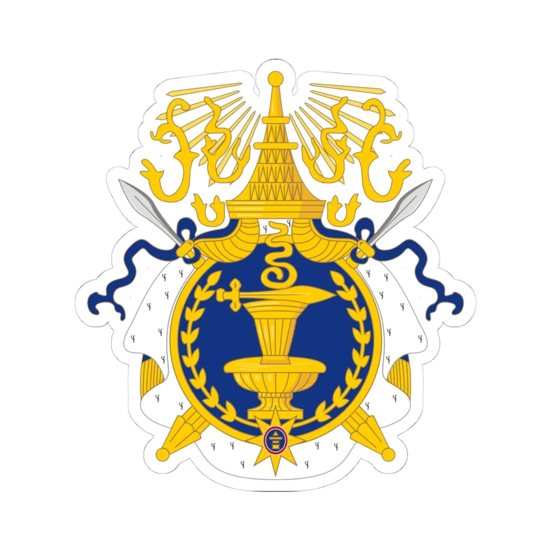 Coat of arms of Cambodia 1864-1970 (Cambodia) (Coat of Arms) STICKER Vinyl Kiss-Cut Decal 4 Inch White - The Sticker Space