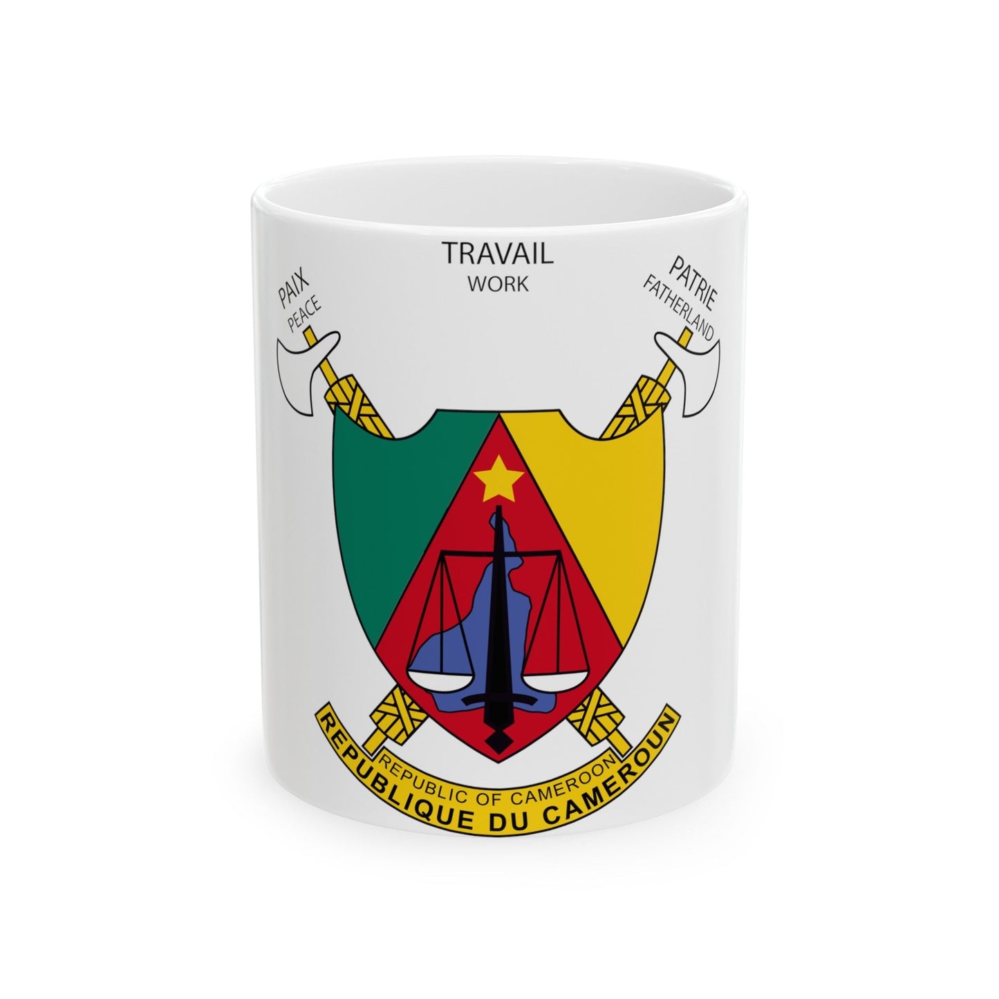 Coat of arms of Cameroon - White Coffee Mug-11oz-The Sticker Space