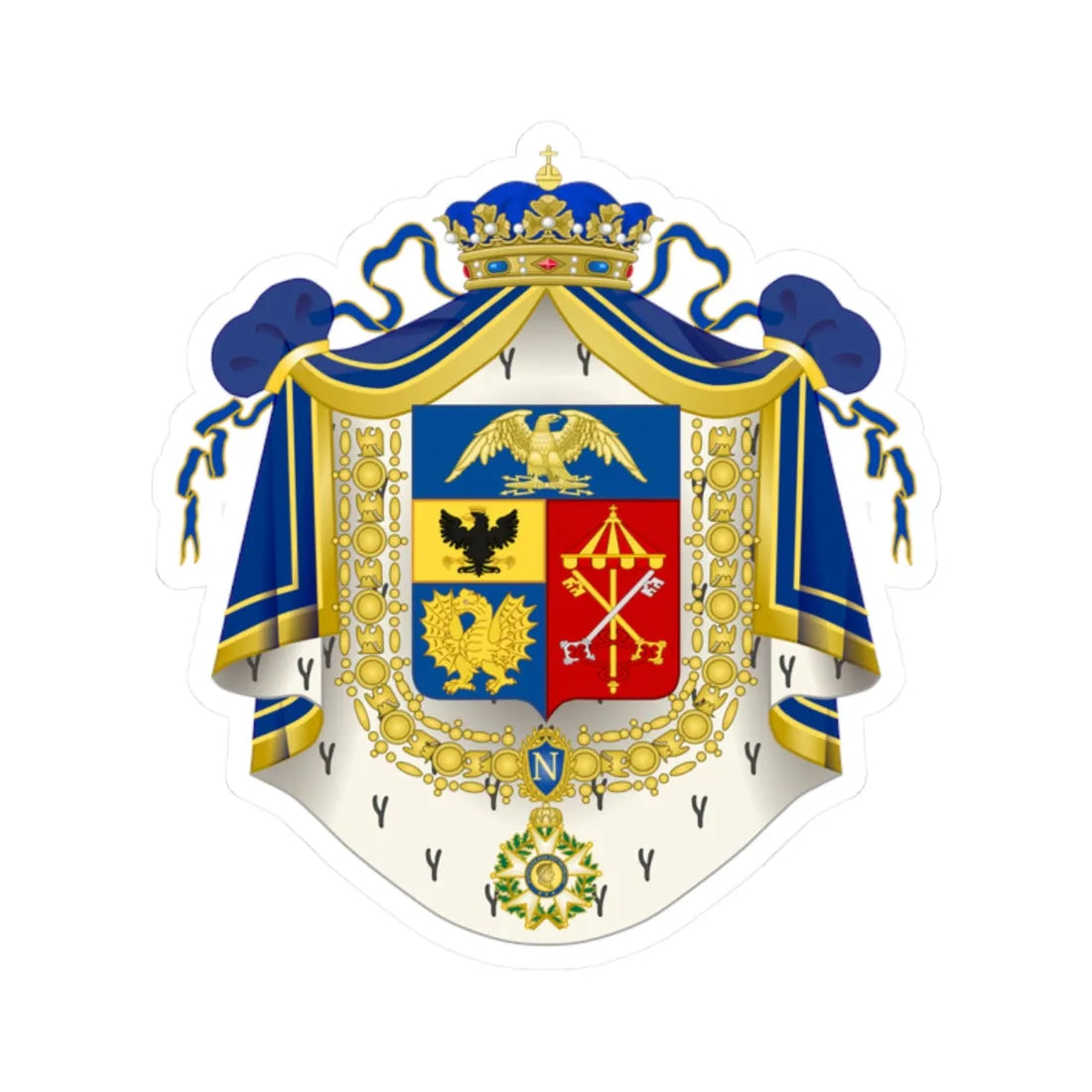 Coat of Arms of Camillo Borghese (Italy) (Coat of Arms) STICKER Vinyl Kiss-Cut Decal 2 Inch White - The Sticker Space