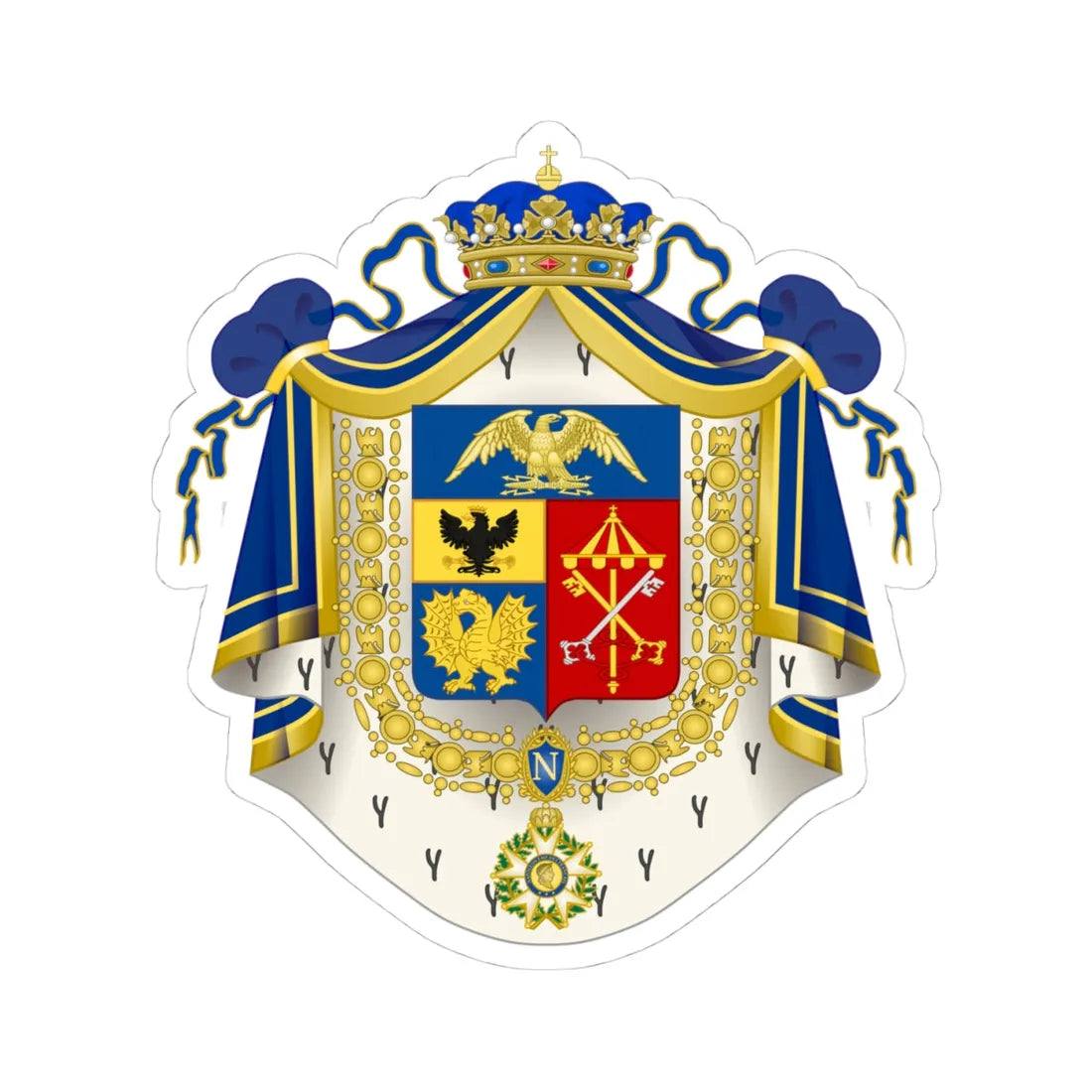 Coat of Arms of Camillo Borghese (Italy) (Coat of Arms) STICKER Vinyl Kiss-Cut Decal 4 Inch White - The Sticker Space