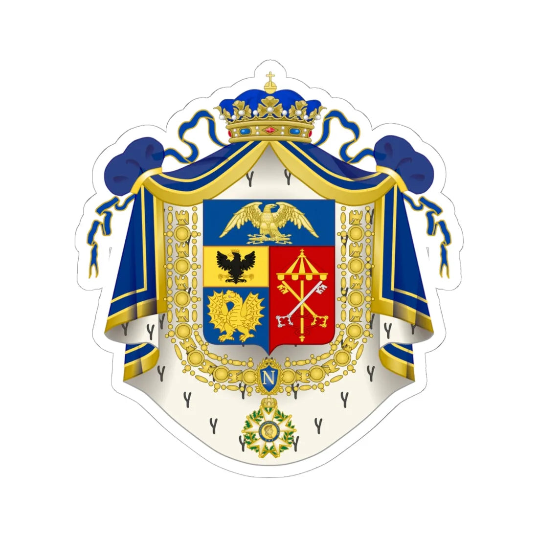 Coat of Arms of Camillo Borghese (Italy) (Coat of Arms) STICKER Vinyl Kiss-Cut Decal 6 Inch White - The Sticker Space