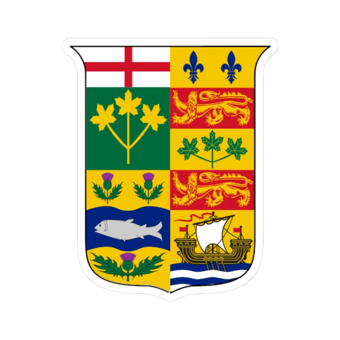 Coat of arms of Canada 1868 (Canada) (Coat of Arms) STICKER Vinyl Kiss-Cut Decal 4 Inch White - The Sticker Space