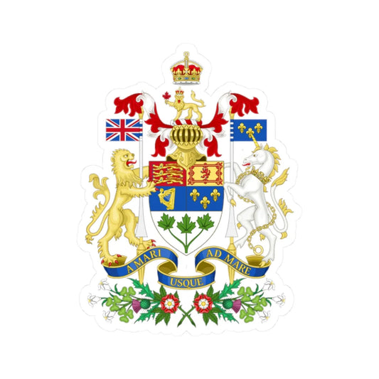 Coat of arms of Canada 1921-1957 (Canada) (Coat of Arms) STICKER Vinyl Kiss-Cut Decal 2 Inch White - The Sticker Space