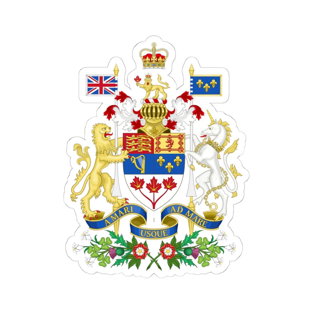 Coat of arms of Canada 1957-1994 (Canada) (Coat of Arms) STICKER Vinyl Kiss-Cut Decal 6 Inch White - The Sticker Space