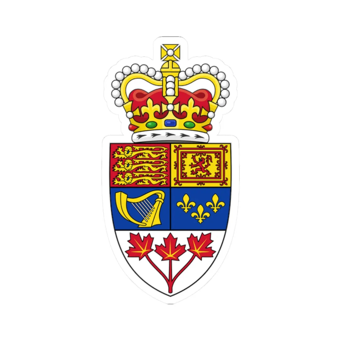 Coat of arms of Canada 1957-1994 lesser version (Canada) (Coat of Arms) STICKER Vinyl Kiss-Cut Decal 2 Inch White - The Sticker Space