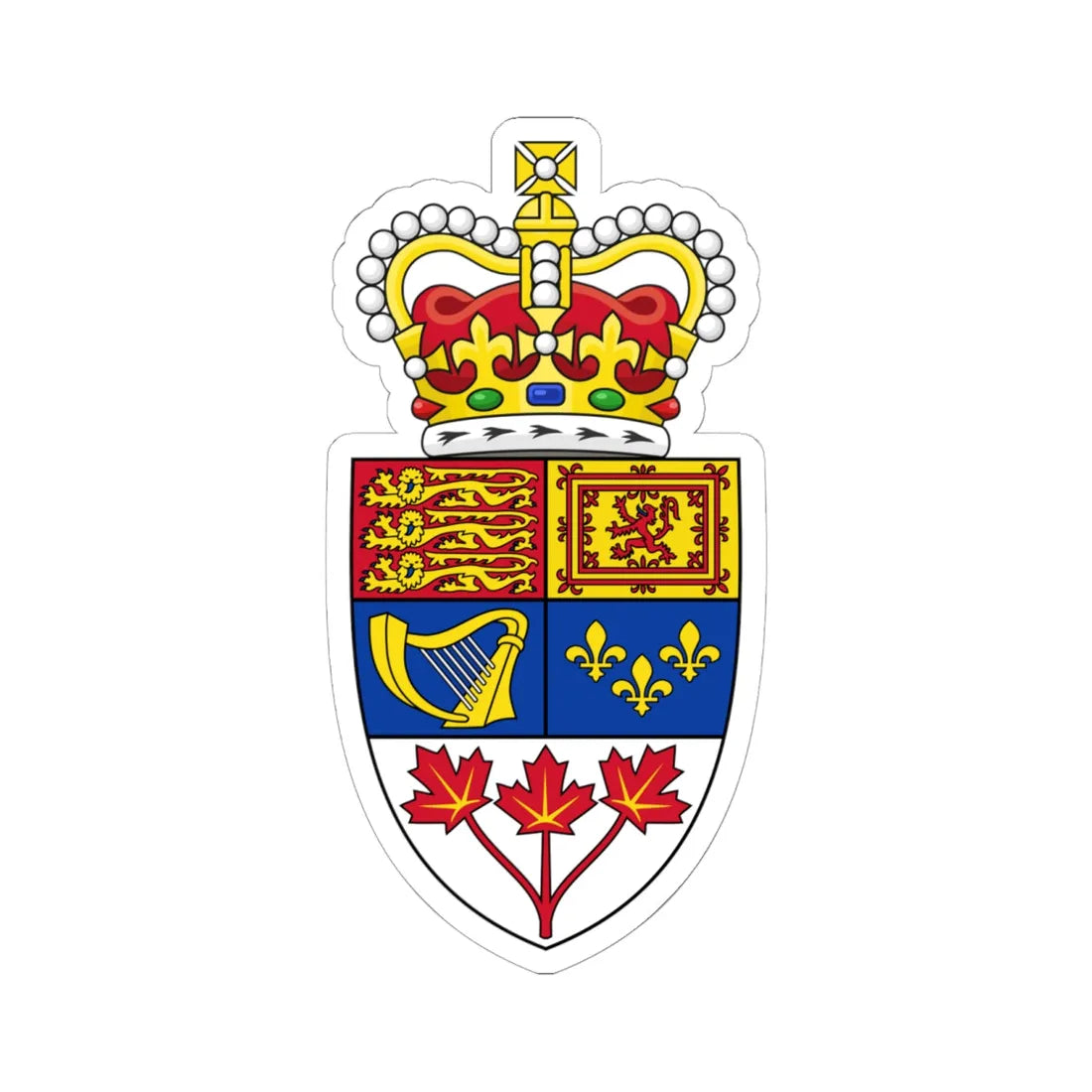 Coat of arms of Canada 1957-1994 lesser version (Canada) (Coat of Arms) STICKER Vinyl Kiss-Cut Decal 6 Inch White - The Sticker Space