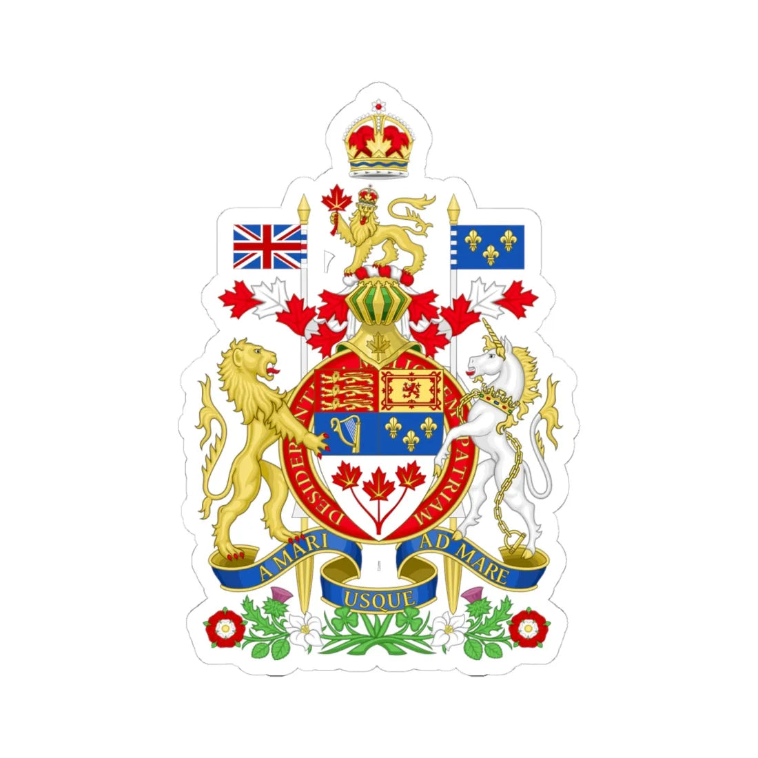 Coat of arms of Canada Canadian Royal Crown (Canada) (Coat of Arms) STICKER Vinyl Kiss-Cut Decal 4 Inch White - The Sticker Space