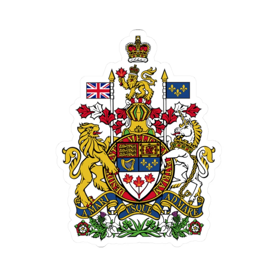Coat of arms of Canada - STICKER Vinyl Kiss-Cut Decal 2 Inch White - The Sticker Space